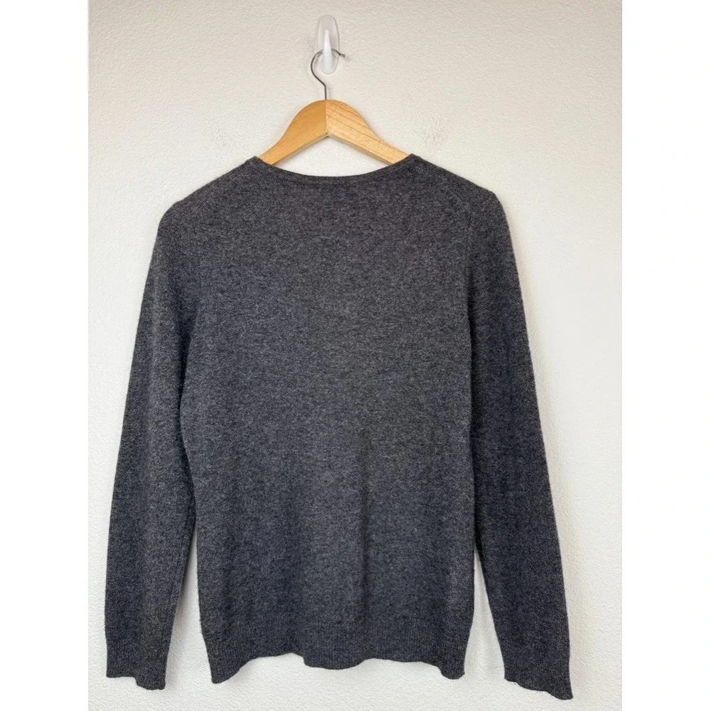 Cashmere Charter Club Luxury Gray Cashmere Crewneck Sweater Petite M‎ Old Money